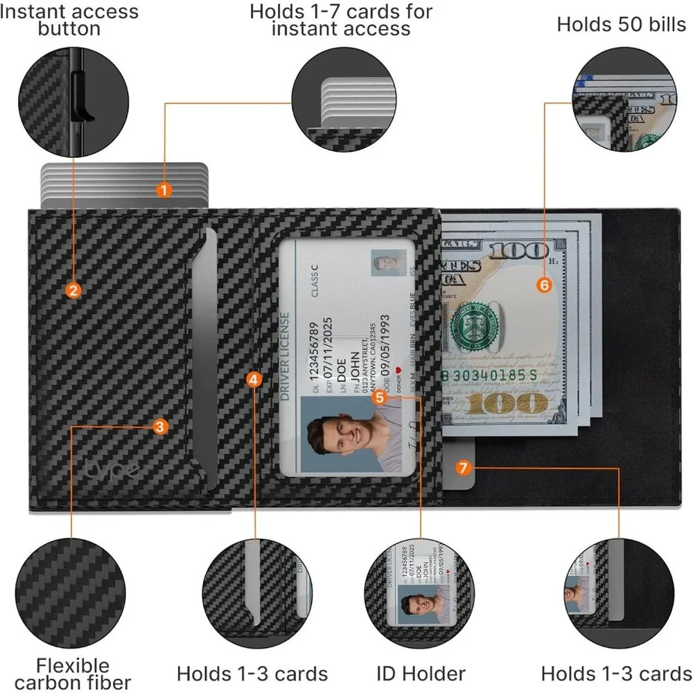 Mens Smart Wallet Card Holder for AirTag: Leather, Compatible with Apple Air Tag
